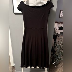 Scallop Off the Shoulder Midi Dress